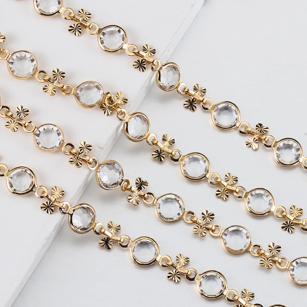 

1Meter Transparent Crystal Glass Beads Chain Beaded Chains for Sweater Chain Necklace Bracelet Jewelry Making DIY Wholesale