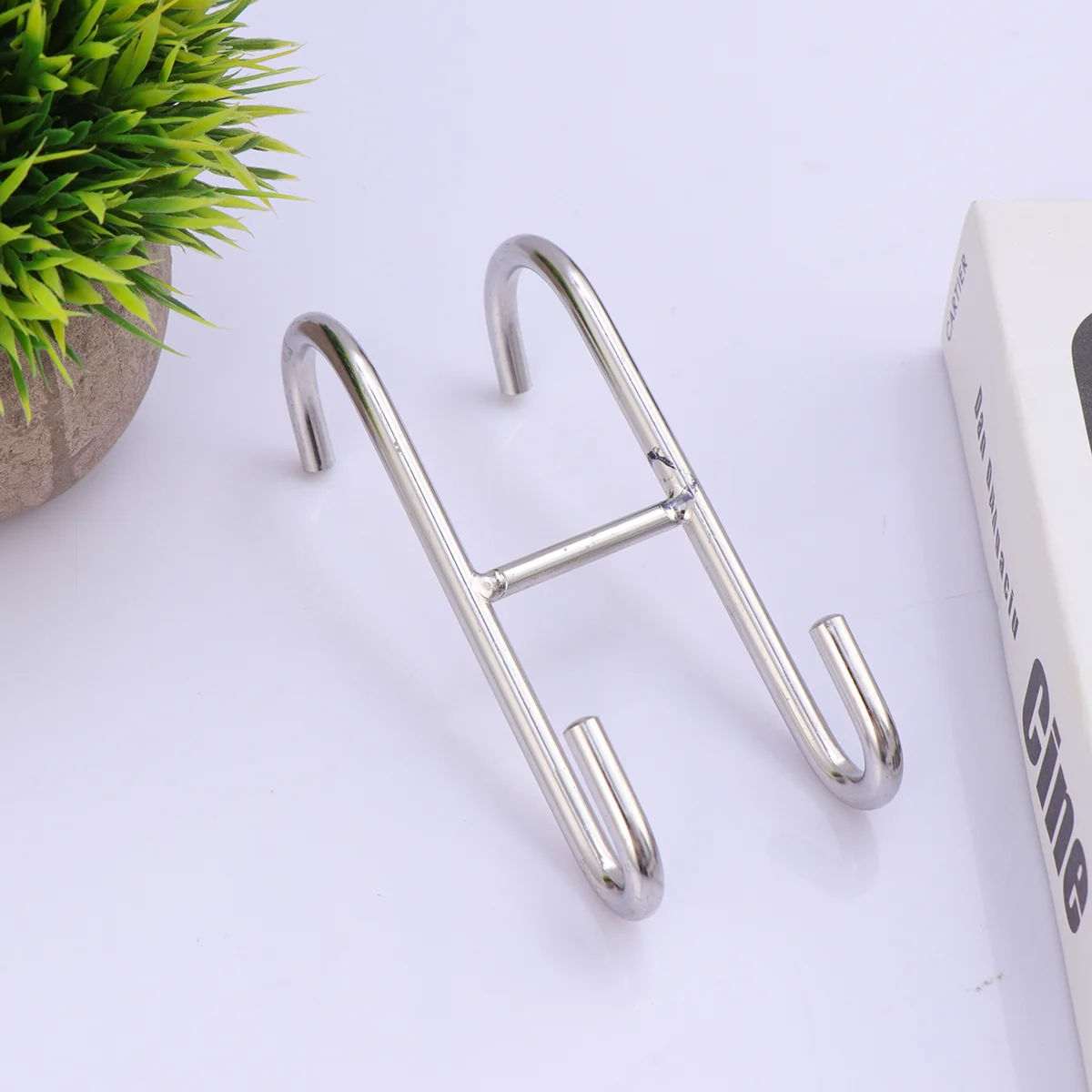 2 Pcs Heavy Duty Clothes Rack Door Hanger Glass Over Hook Shape Stainless Steel Double