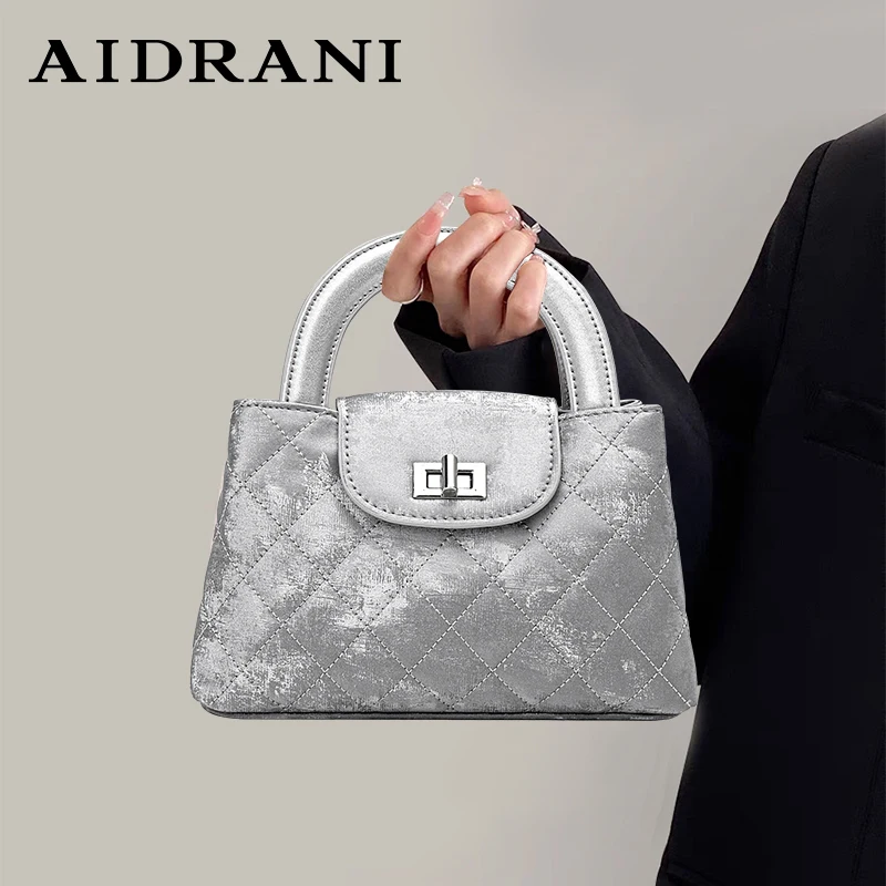 

Aidrani Fashionable women's small handbag, diamond checkered solid color cowhide bag, multiple colors to choose from