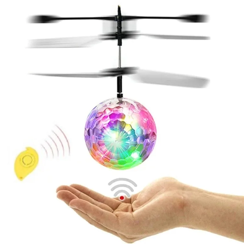 

Adults Kids Flashing Mini Drone Toys Children Colorful Shining LED RC Flying Crystal Ball Helicopter Light Up Induction Aircraft