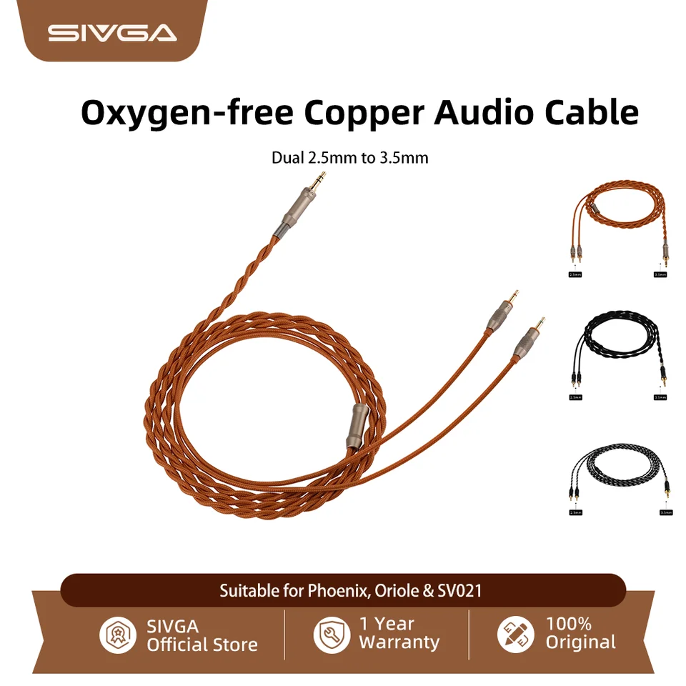 SIVGA Dual 2.5mm to 3.5mm Replacement Audio Cable for Phoenix