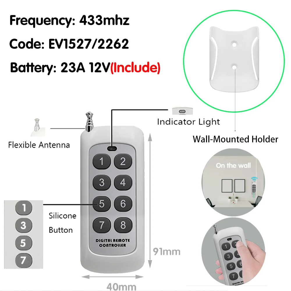 433.92MHZ Remote Control Copy Duplicator 500m Long Range for Gadgets Car Garage door