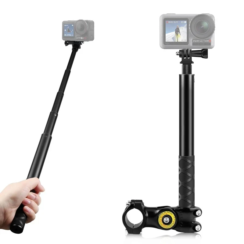 오토바이 핸들바 마운트 투명 조절식 셀카봉 자전거 모노포드 GoPro DJI Insta360 One R 카메라 액세서리