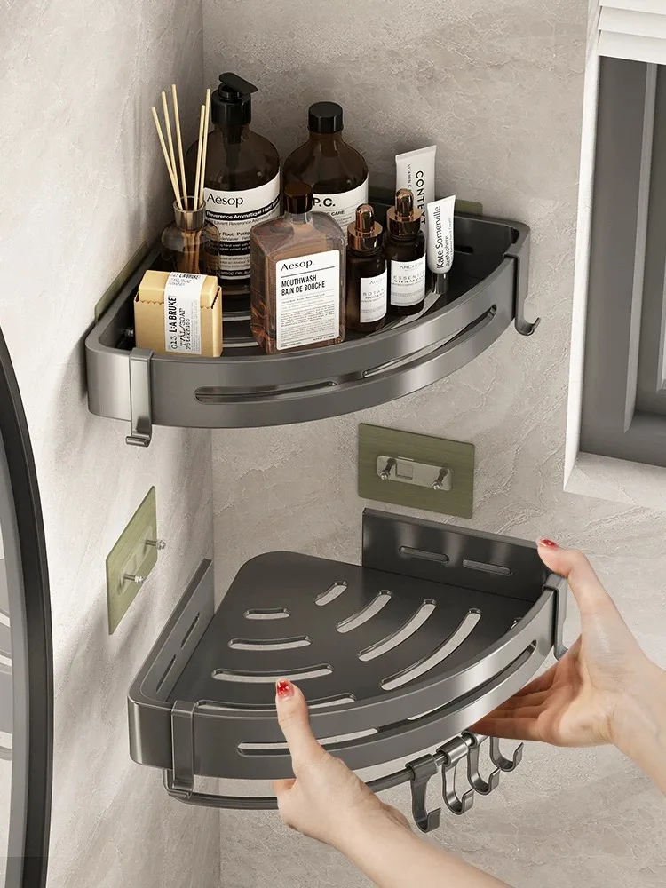 Bathroom Shelves No Drilling With Hooks Shower Corner Storage Racks Organizers Shampoo Holders Wall Mounted Towel Shelves No Drill storage rack shower shelf bathroom storage shelf storage shelf