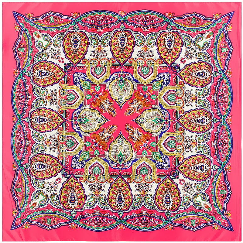 

100CM Silk Scarf Women Square Scarves Wraps Cashew Floral Print Neckerchief Female Foulards Silk Hijabs Lady Neck Gaiter Shawl
