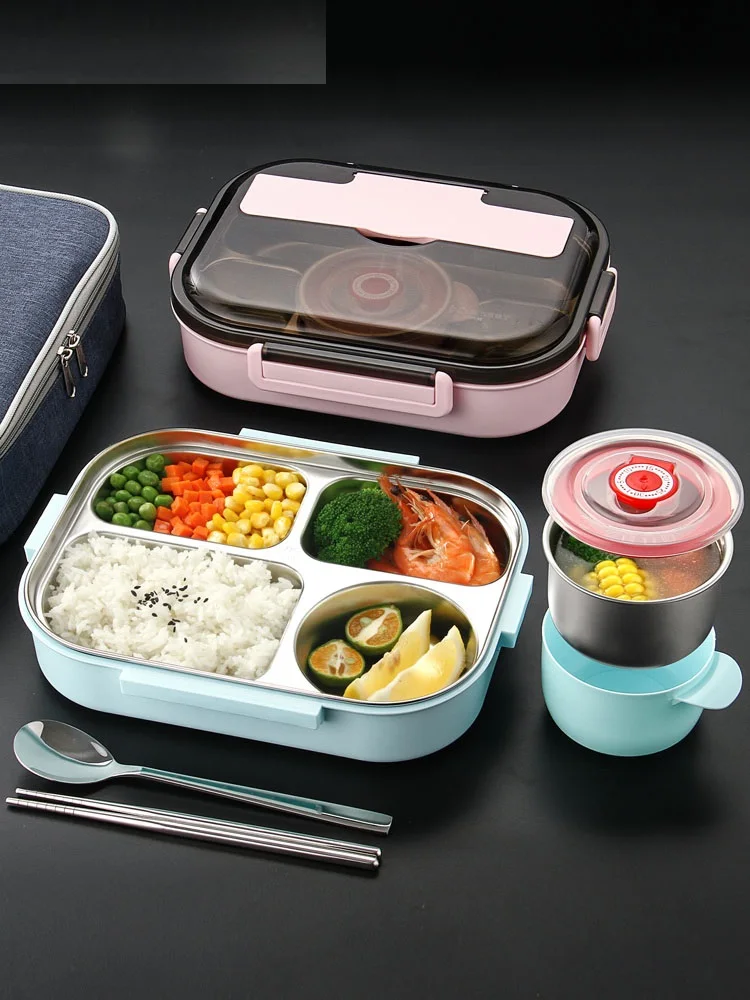 Fiambrera MINKUROW, Fiambrera Con Juego De Cubiertos De 2 Capas, Bento  Japonés Para Niños O Adultos