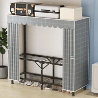 Armoire à linge pour chambre à coucher, assemblage facile, épaisse, robuste, durable, pliante, cadre tout en acier, salle de location 4
