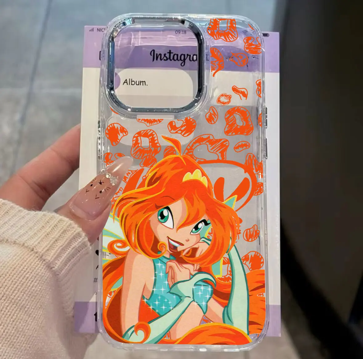 Fashionable Transparent Phone Case with Lovely Ins W-winxs Clubs Design