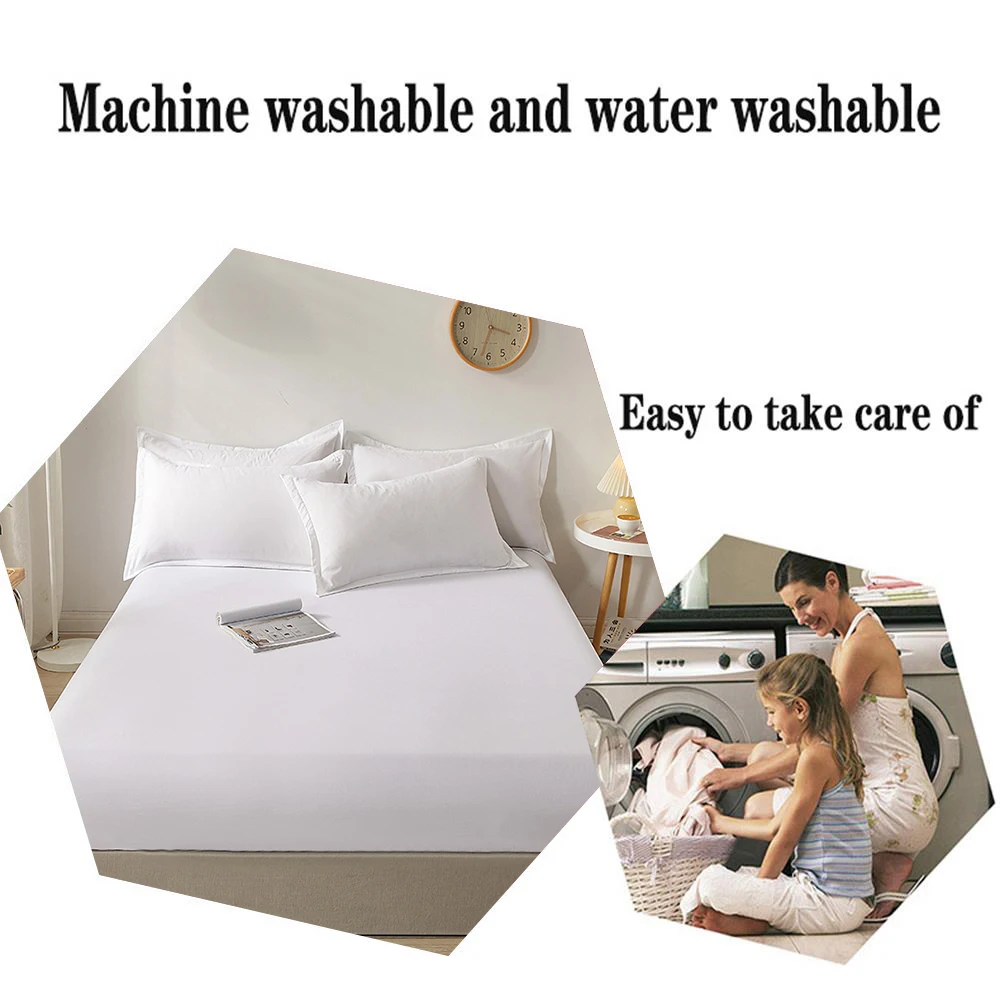 100% Cotton Fitted Bed Sheet with Elastic Band Solid Color Anti-slip Adjustable Mattress Cover for Single Double King Queen Bed 4