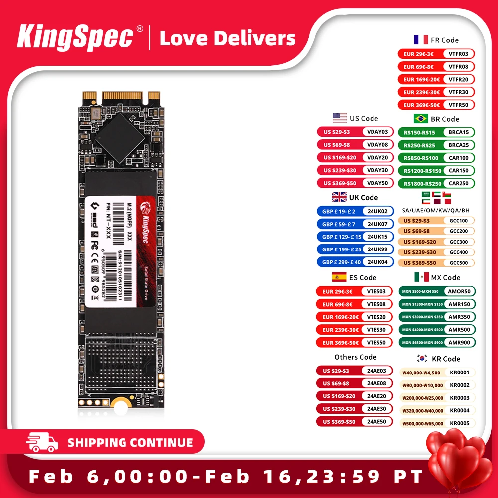 Kingspec M.2 Ssd Ngff 128Gb 256Gb 512Gb 1Tb 2Tb M2 Sata Ssd 2280 Sata3 6Gb Disco Rigido Interno A Stato Solido Per Laptop
