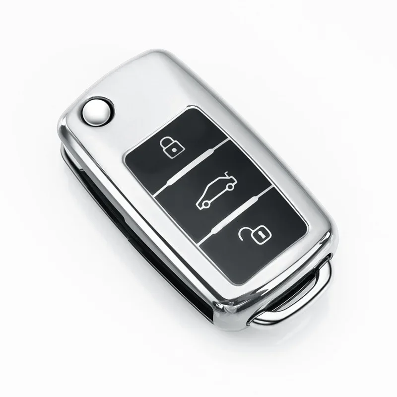 Key Case Key Case Cover Car Key Shell Car Key Chain Car Key Cover Case Holder Keychain For VW Volkswagen Polo Golf Passat Beetle Caddy T5 Up Eos Tiguan Jetta Skoda Octavia A5