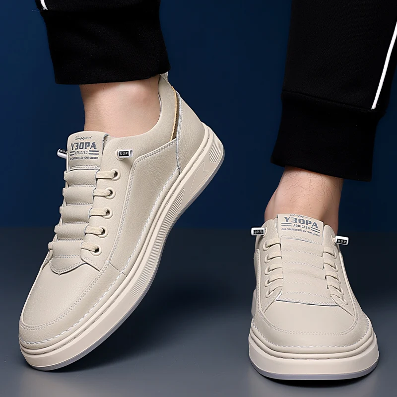 High Quality Skate Shoes Men 2024 Hot Sale Men Casual Walking Shoes Stylish Men's Vulcanize Shoes Genuine Leather Men's Footwear 6