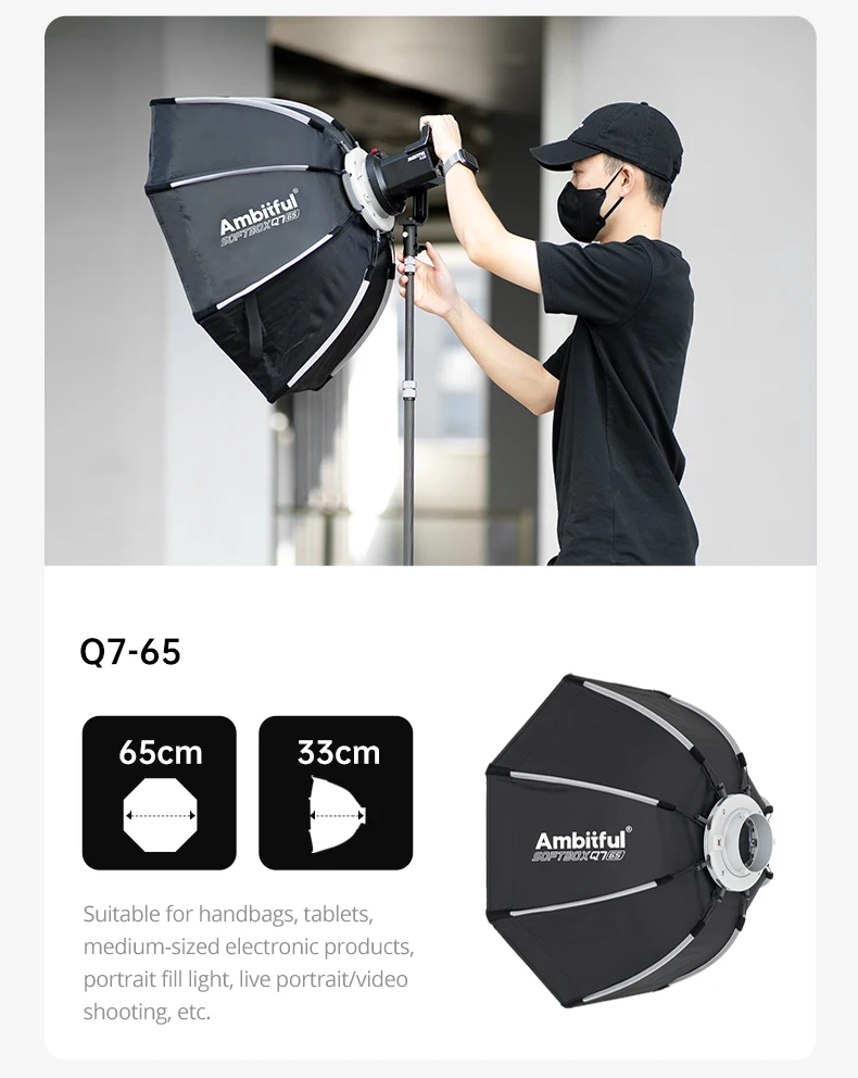 55cm 65cm 90cm 30x120cm Q7 Series Quick Release Octagon/Rectangle Softbox Bowens