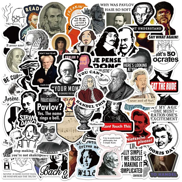 50 Stück Celebrity Aufkleber Set - Lustige Historische Figuren Vinyl Sticker Für Laptop & Flasche