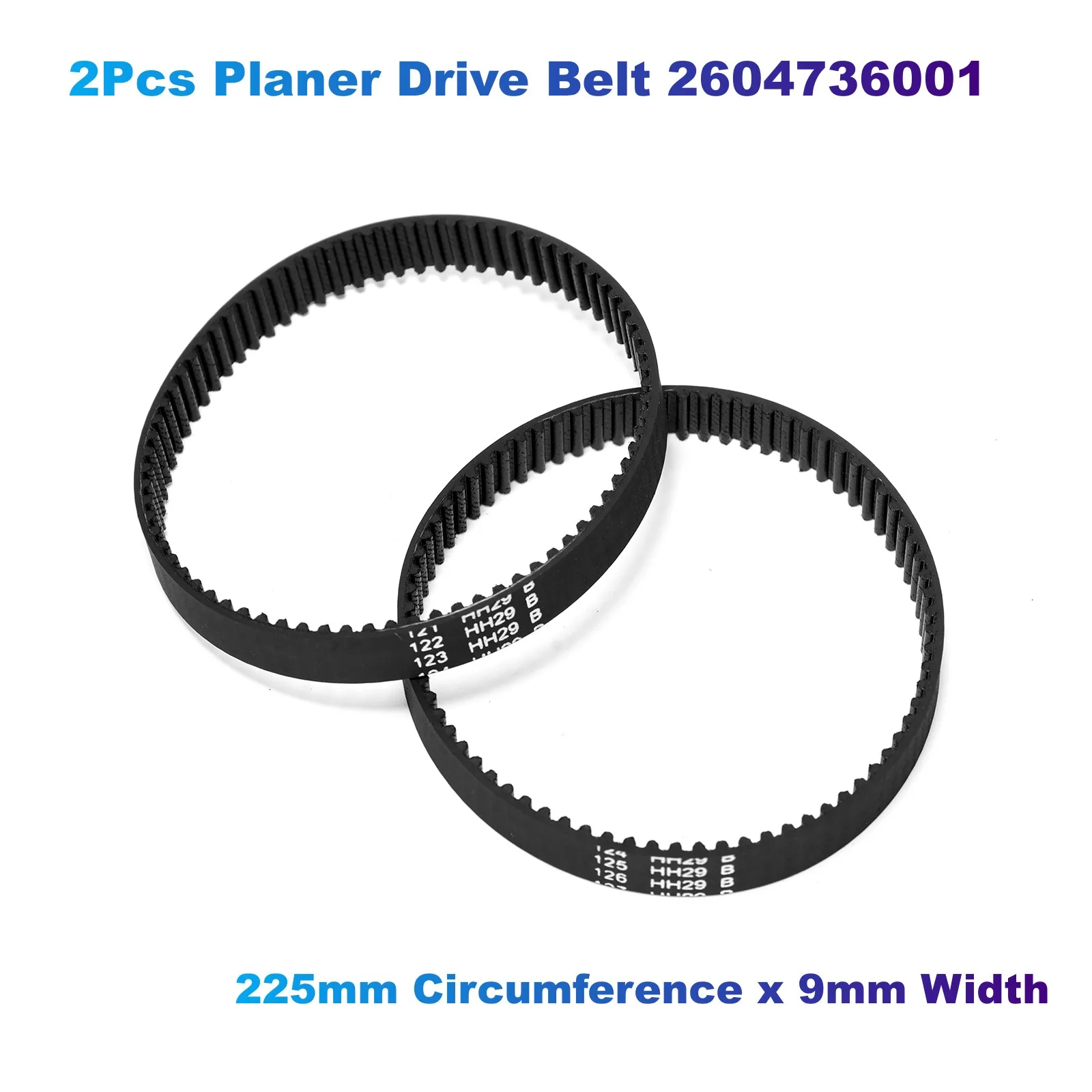 2Pcs Planer Drive Belt 2604736001 (225mm Circumference, 9mm Width) Compatible with Bosch PHO1,PHO100,PHO15-82,PHO16-82,PHO20-82