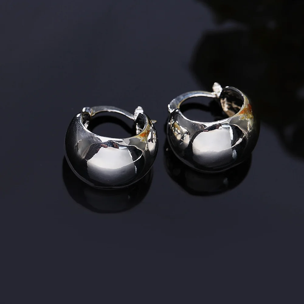 New 925 Sterling Silver Fine 20MM Polished Round Earrings Elegant Women Fashion Charm Wedding Jewelry Gift Wholesale - 5
