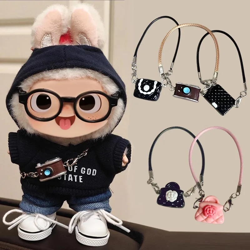 1ks domeček pro panenky miniaturní zrcadlovka retro fotoaparát módní taška pro panenky Labubu příslušenství dekorace domečku ozd