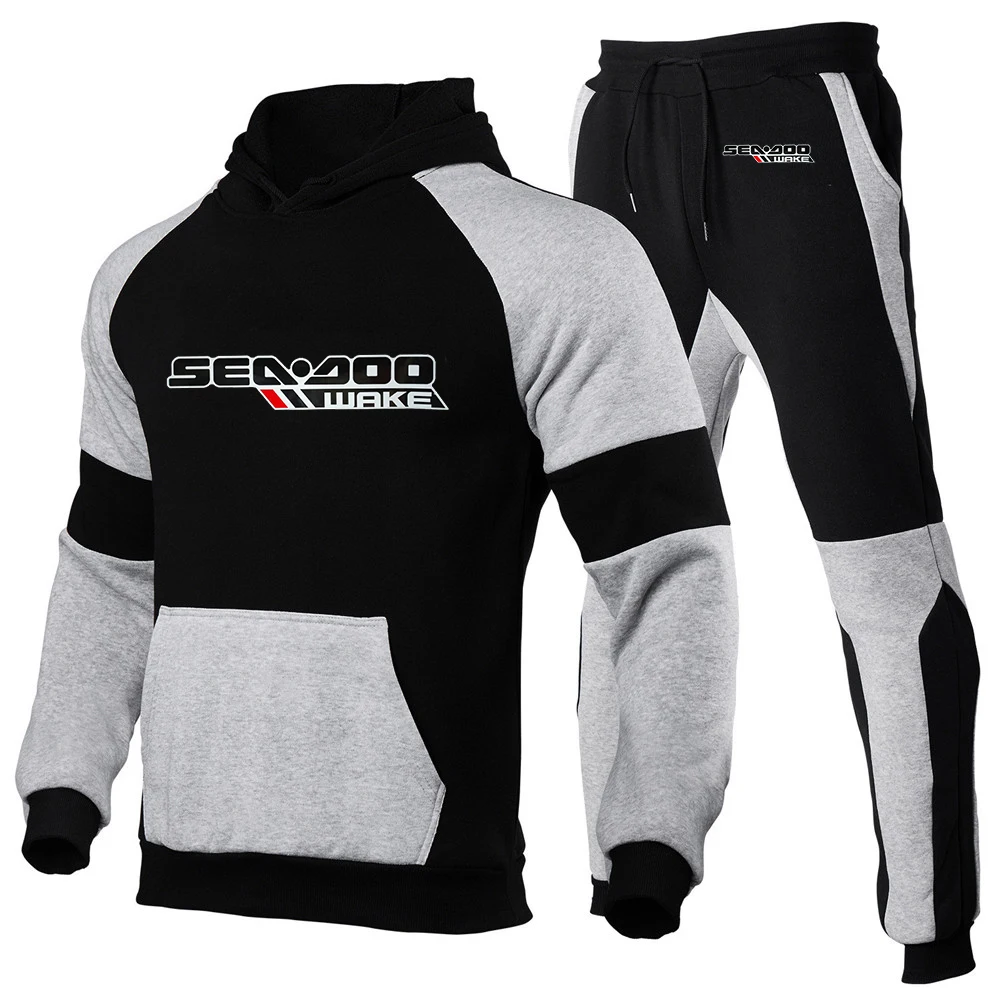 Sea Doo Seadoo Moto Stampato Autunno Inverno Abiti Per Uomo Felpa Con Cappuccio A Righe + Pantaloni Tuta Casual Abbigliamento Sportivo Tuta Sportiva