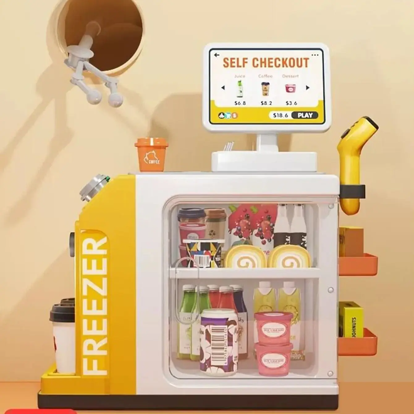 46Pcs Mini Supermarket Cash Register Toy Coffee Machine Cashier With Sound Light 17 46Pcs Mini Supermarket Cash Register Toy Coffee Machine Cashier With Sound Light