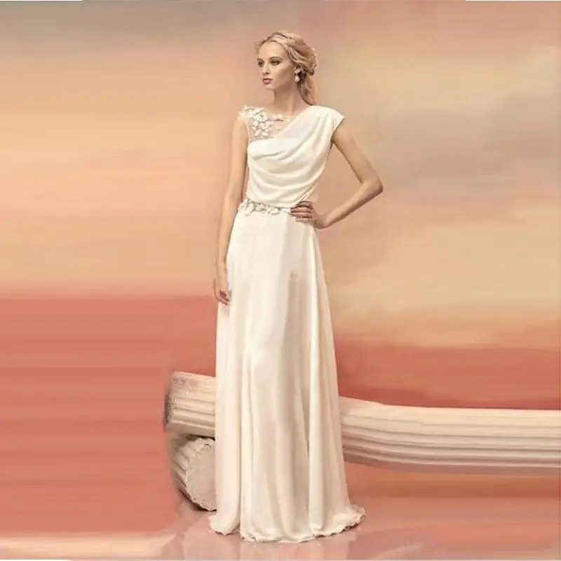 

Evening Dresses Bride Princess Banquet Lace Chiffon Prom Dress Greek Goddess Elegant Backless Plus Size Formal Gowns