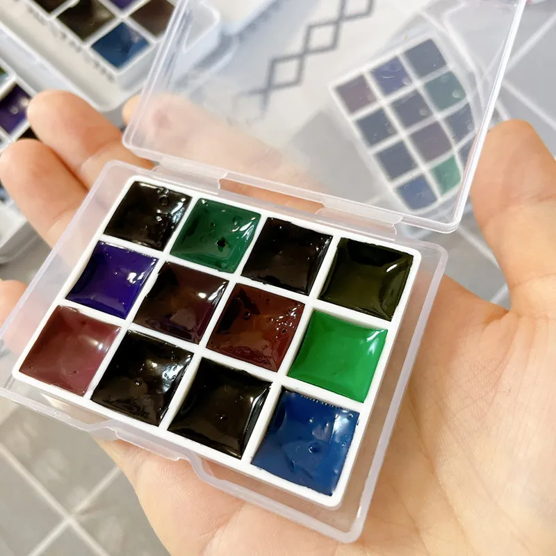 MAIRTINI Layered Precipitation Color Watercolor Paint 12 Colors 1ML/2ML Acuarela Nail Art Painted Aquarelle Art Supplies