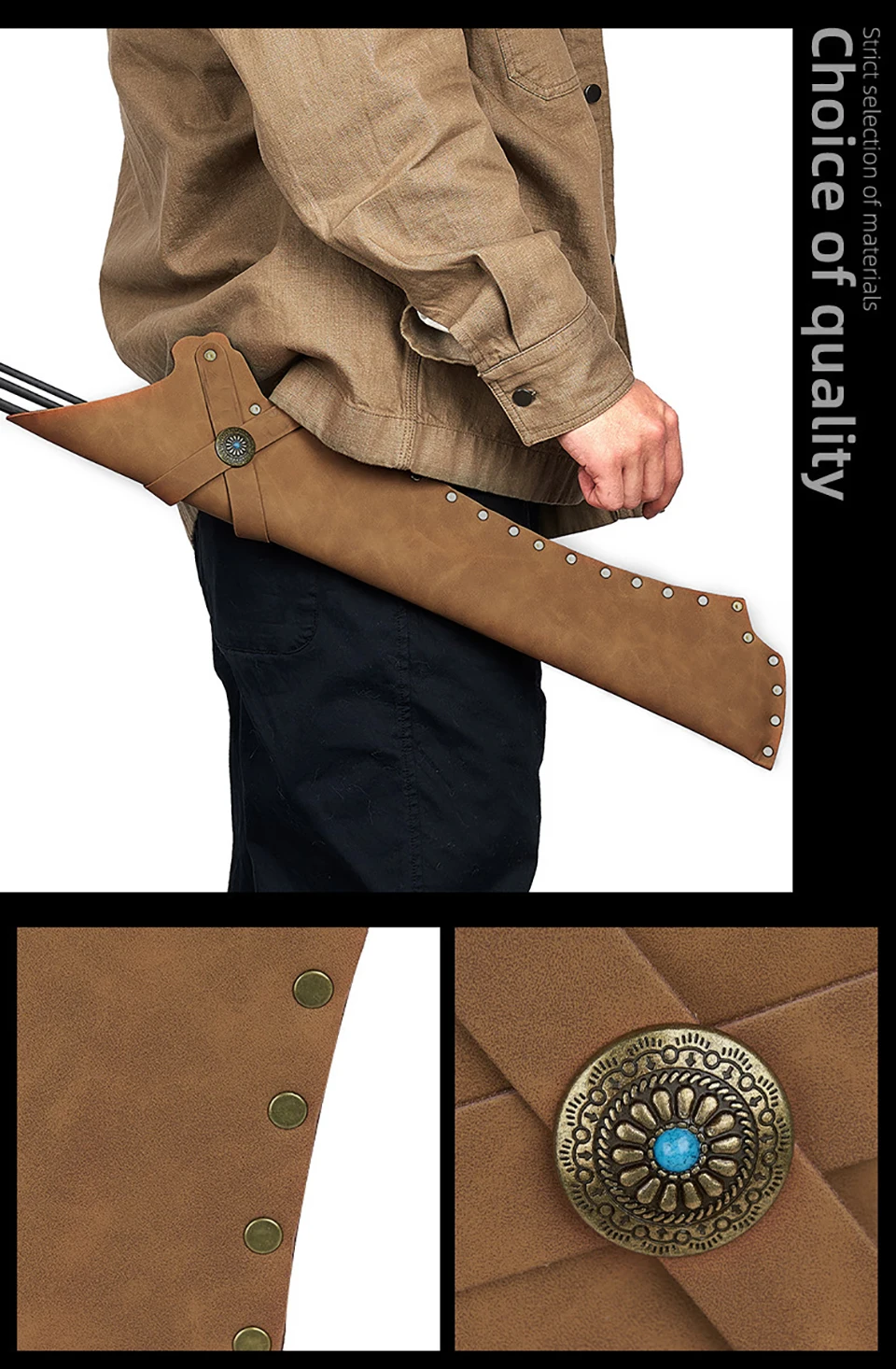 1PC Archery Quiver Bow and Arrow Bag Waist Hanged Arrows Holder Bag Case Archery Arrow Quiver 6