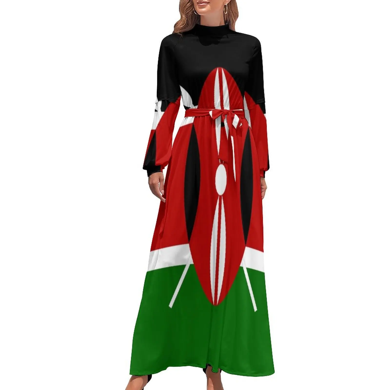 thumbnail image 1 of Camiseta con la bandera de Kenia - Pegatina de Nairobi de Kenia Vestido largo Ropa de playa Vestidos de mujer para ocasiones especiales, 1 of 5