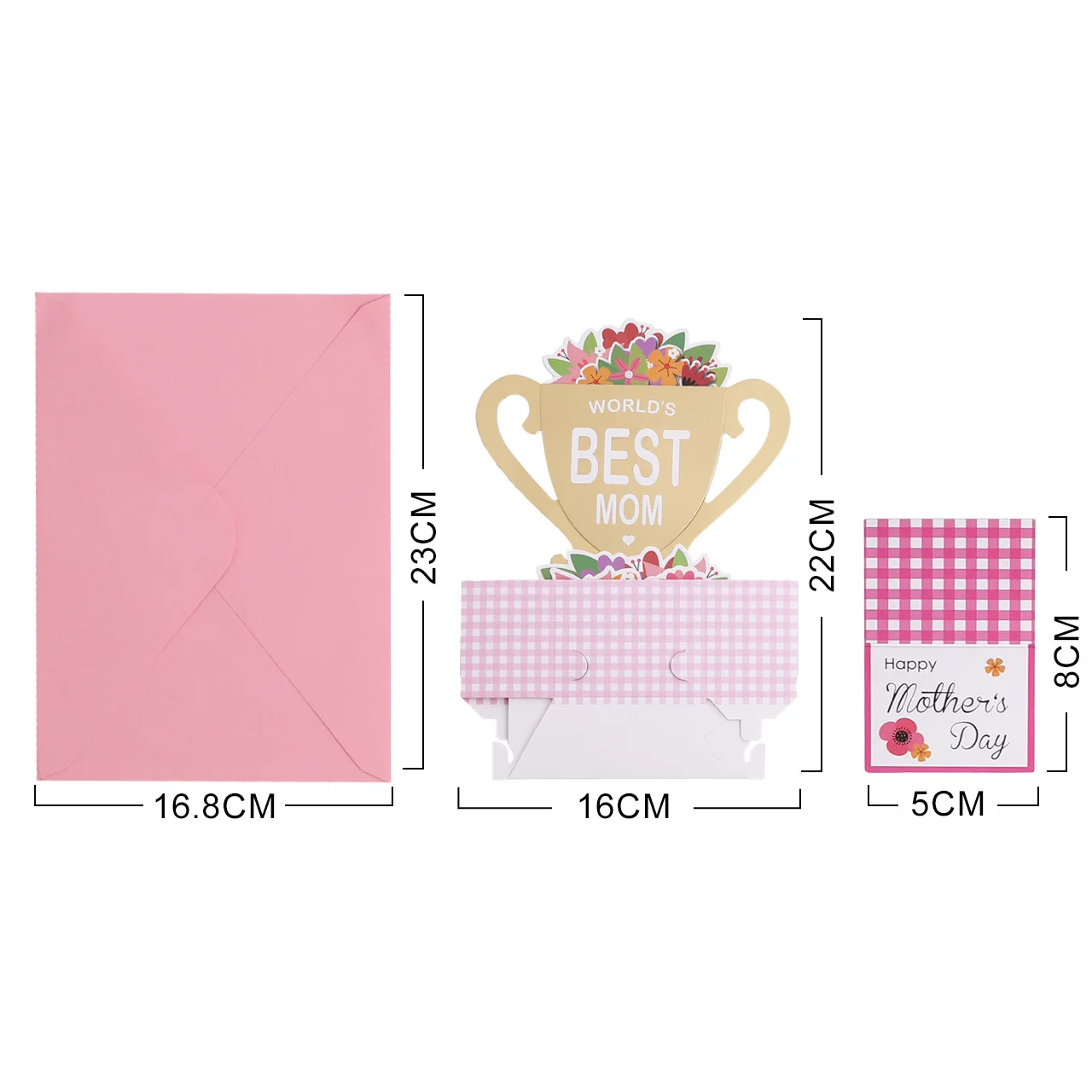 3D Gold Plated Flower Cards, Mother's Day Love Cards, Cross border Trophy and Birthday Gifts for Mothers With Envelope