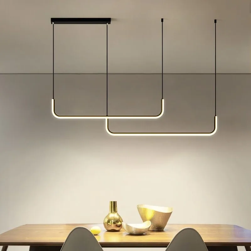

Modern Led Ceiling Chandelier Black Gold Dimmable Table, Dining Room, Kitchen, Bar Minimalist Pendant Lamps Home Decor Gloss