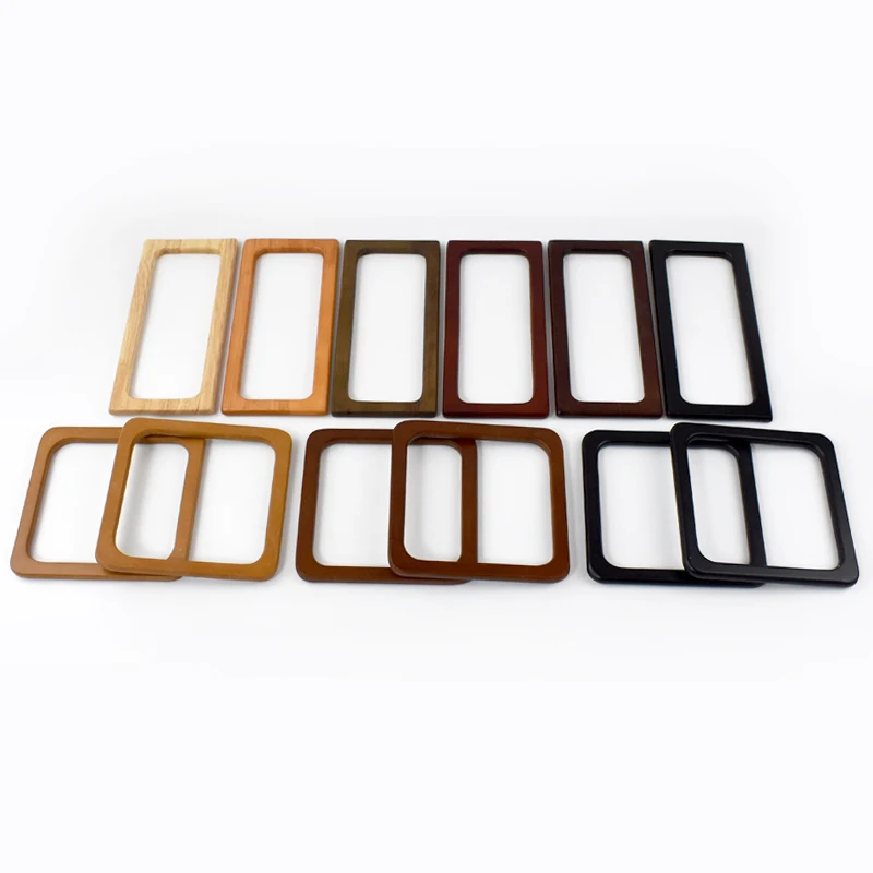 2Pcs Deepeel 14/20cm Square Purse Frame Wooden Bags Handle for Making Handbag Woven Bag DIY Sewing Brackets Handles Accessories