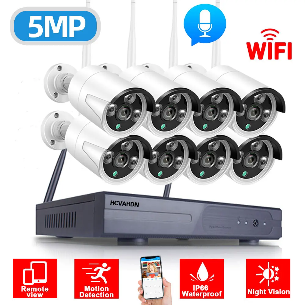

IP-камера видеонаблюдения, 8 каналов, Wi-Fi, 5 Мп