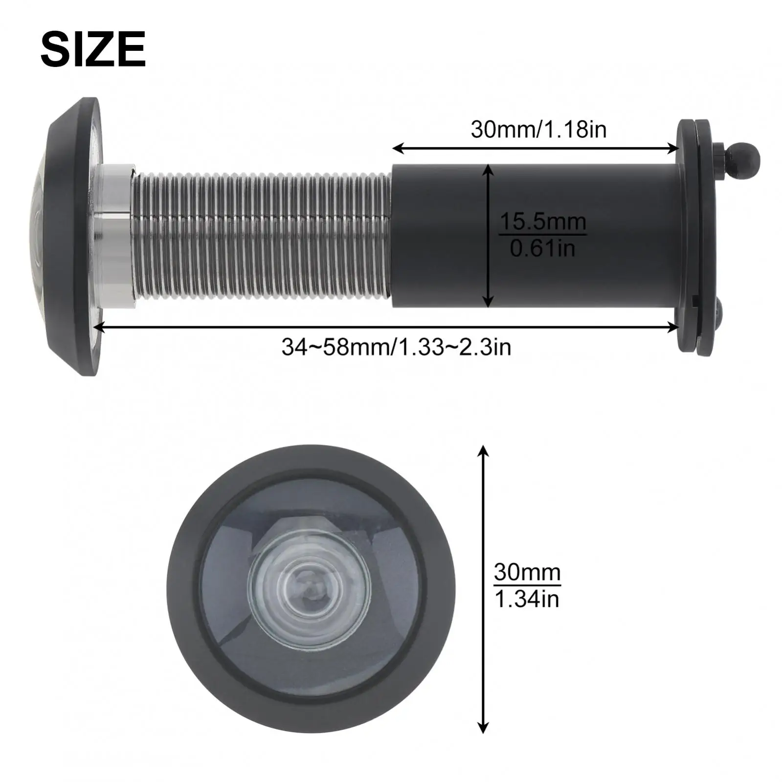 Visualizador de Porta de Alta Definição com Cobertura Rotativa, Espessura de 1,33 a 2,3in Porta, Home Office e Hotel, 16mm