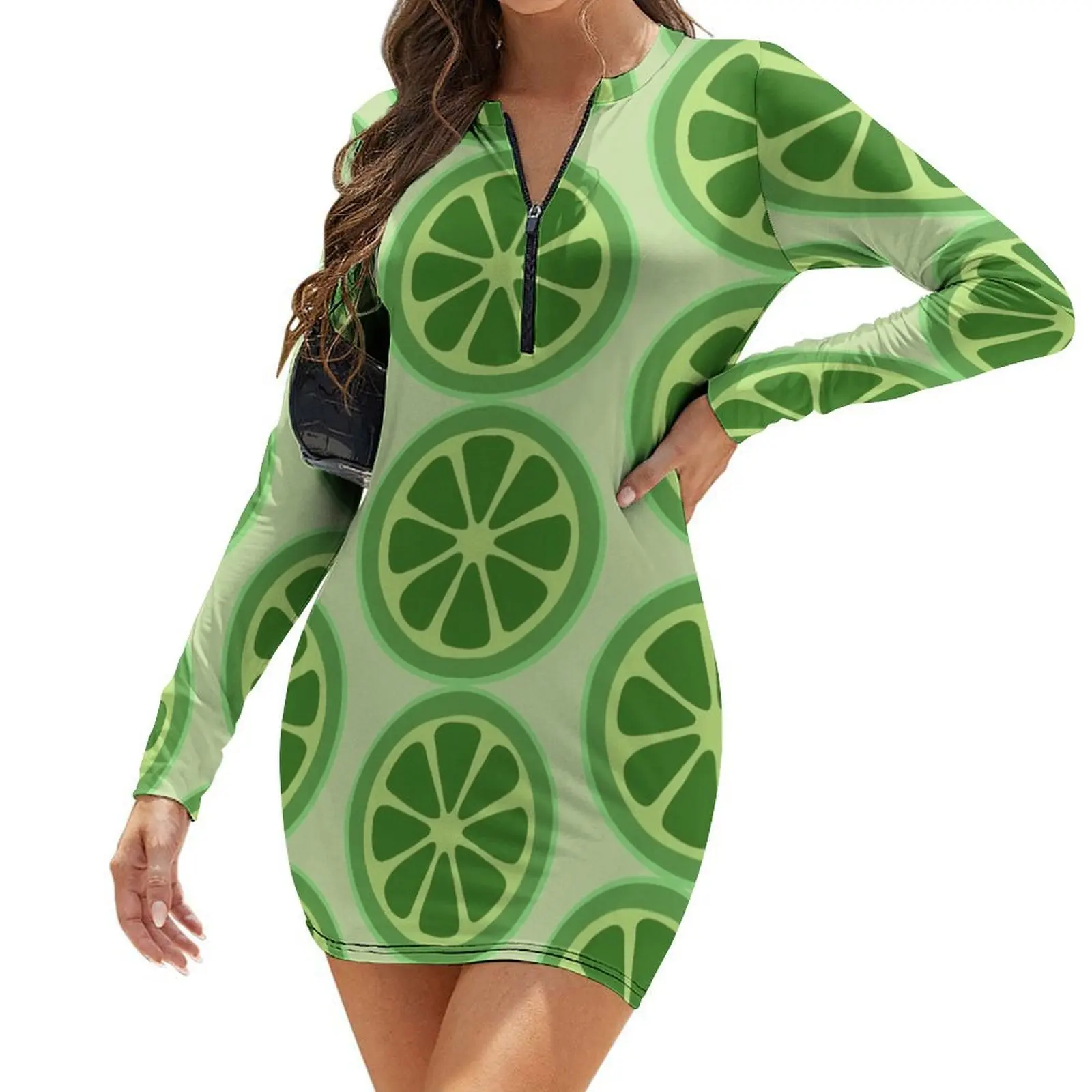 

Lime Long-Sleeve Bodycon Dress summer woman dress 2024 Dresses for wedding party Prom gown