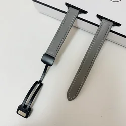 Elegant Leather Magnetic Strap with Slim Folding Buckle for 38 40 41 S10-42mm (GRAY)