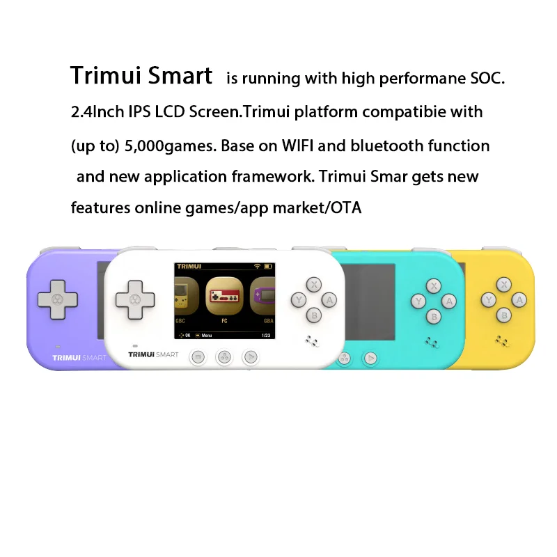 Trimui-Ʈ ڵ  ÷̾ 2.4 ġ IPS LCD  Ʈ   ܼ,  ҽ ޴ ̴ ܼ,  