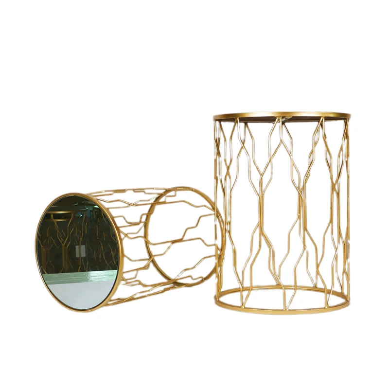 Nest Gold Coffee Tables Set Modern Design Round Side End Table Luxury Golden Mirror Speaker Coffee Table 2