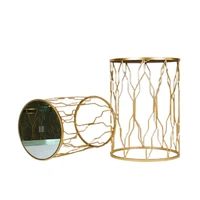 Nest Gold Coffee Tables Set Modern Design Round Side End Table Luxury Golden Mirror Speaker Coffee Table 2