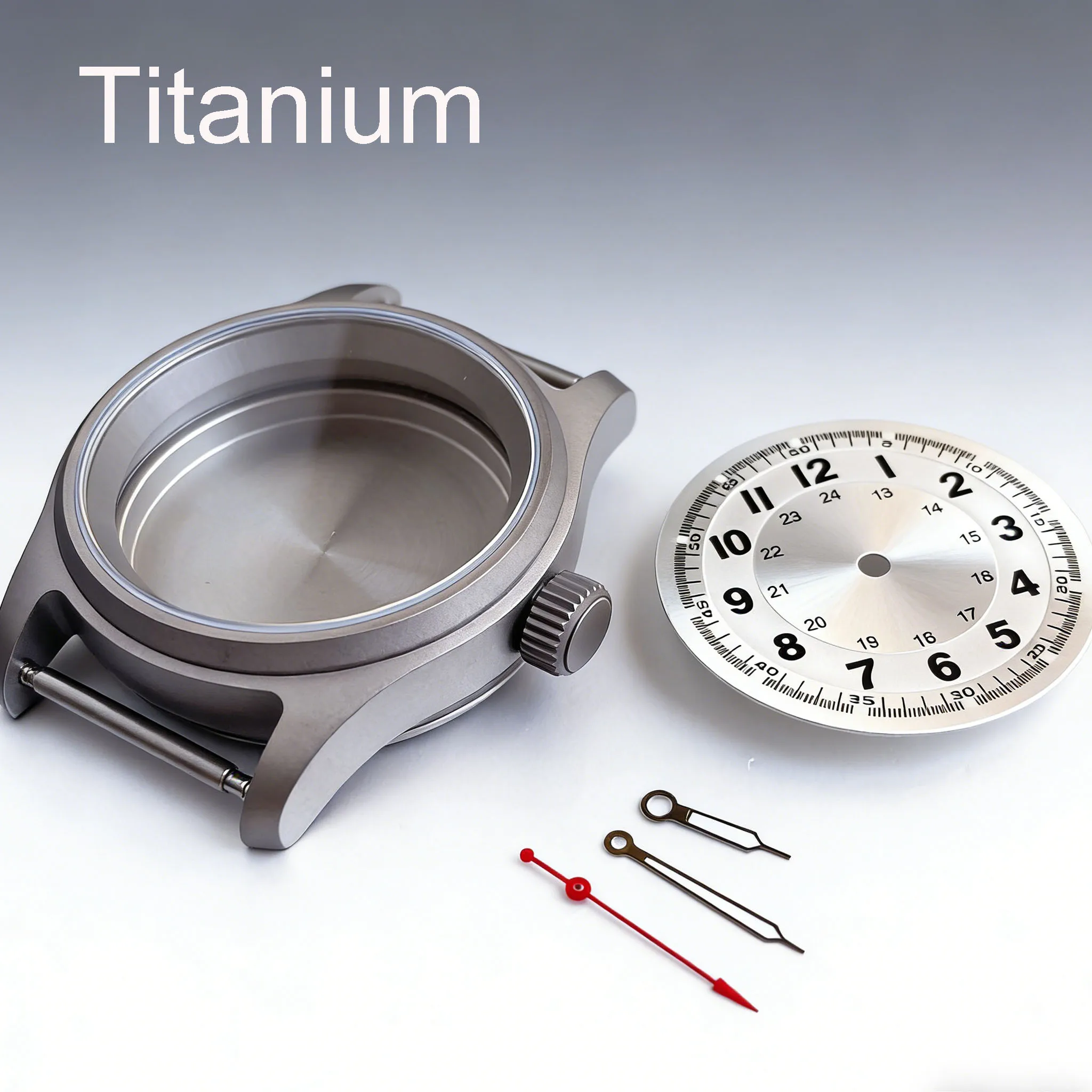 Pilot Titanium/Stainless Steel Watch Case with Sapphire Glass and Luminous Sunburst Dial, 36mm, 20ATM