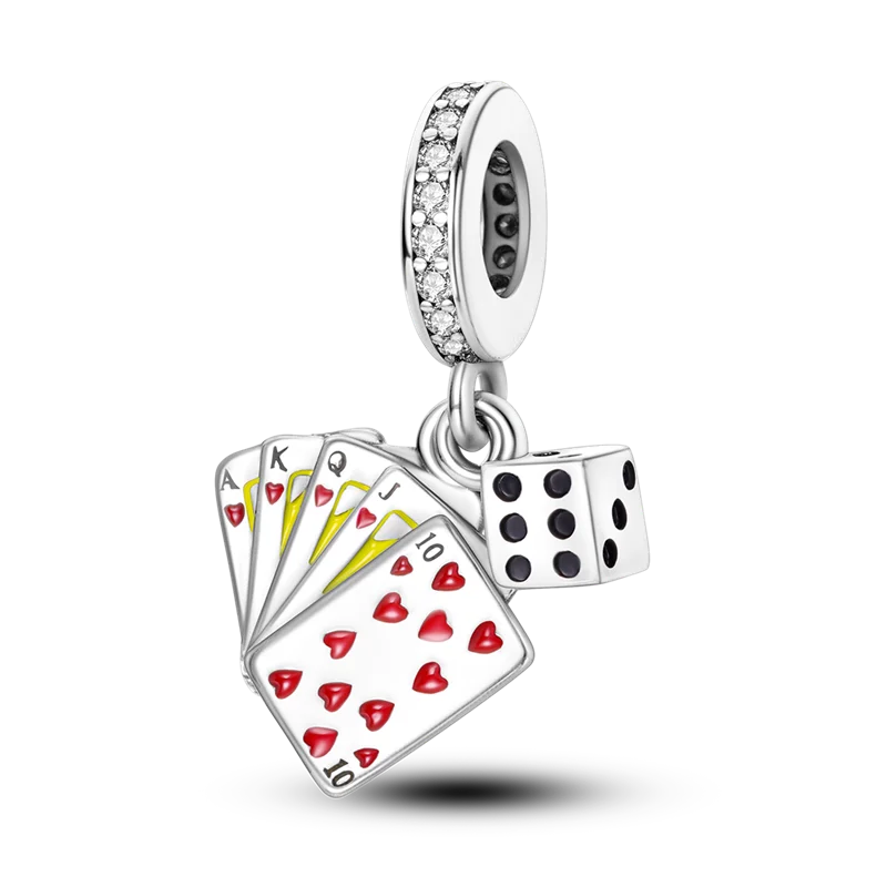 Sterling Silver Playful Charm Beads Bracelet Dangle DIY Jewelry