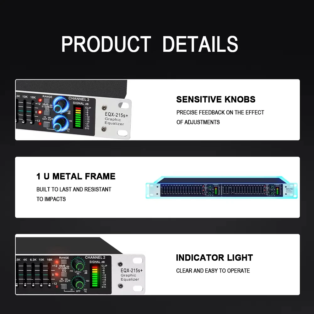EQ215S Balanced Adjustment Audio Device 15 Band Graphic Equalizer Power Equalizer Digital Audio Sound Processor