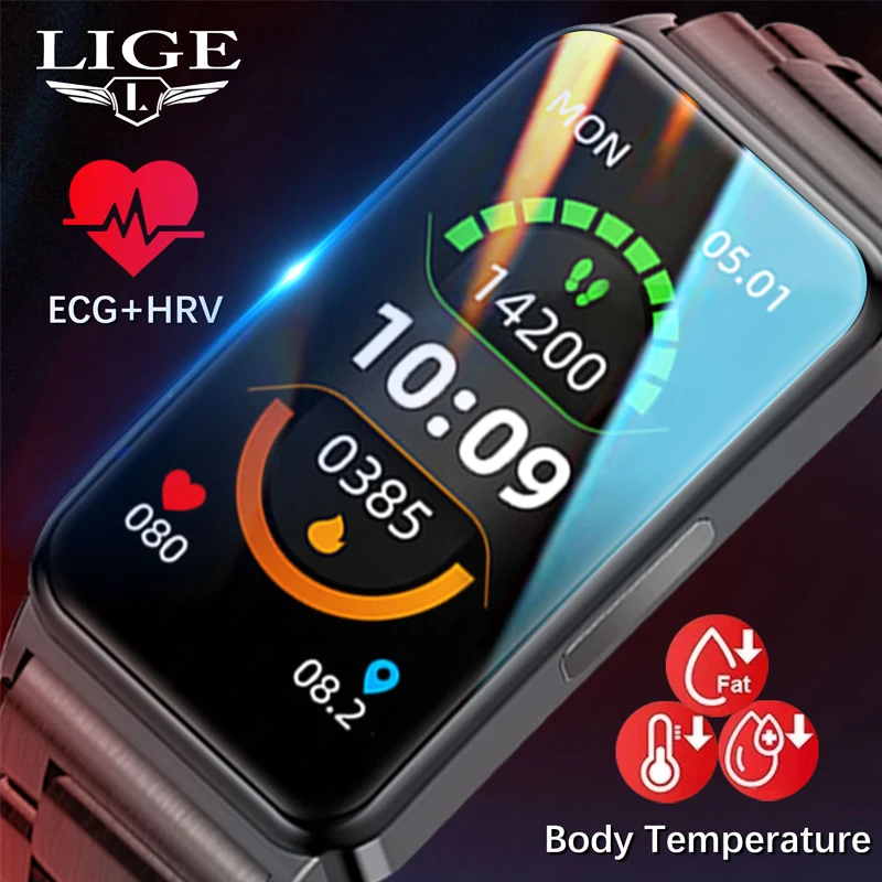 

LIGE Blood Glucose Sugar Smart Watch Men Women ECG HRV Body Temperature Monitoring Smartwatch Waterproof Fitness Smart Bracelet