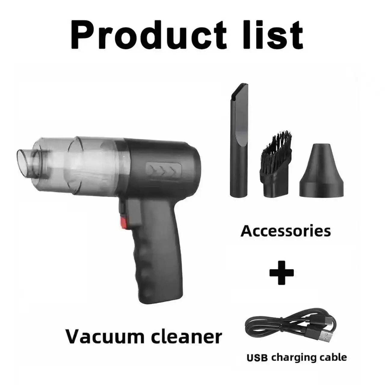NEW Black Portable Car Wireless Vacuum Cleaner 120W Powerful Handheld for Home & Auto, Lightweight Cordless Rechargeable 3-in-1