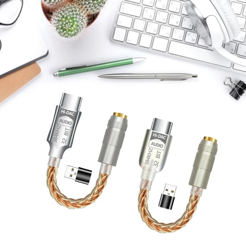 

Адаптер DAC 32 бит 384 кГц USB C на 3,5 мм с чипом ALC5686, адаптер для наушников 3,5 мм