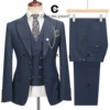 Cenne Des Graoom 2024 Elegant Men Suits Single-Breasted Plaid Two Button Blazer Waistcoat Pants 3 Piece Set Classic Fit Formal 4