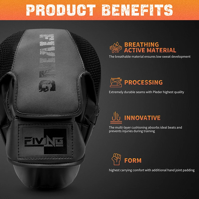 Boxing Pads for Men, Women,& Kids, Leather Focus Mitts for Martial Arts, Boxing Training,Curved Punch Mitts for Karate 2