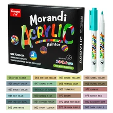 

24 Colors Morandi Acrylic Paint Pens for Rock Painting, Stone, Ceramic, Glass, Wood, Mugs, Metal, Fabric, Canvas Art Supplie