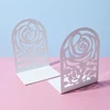 2Pcs White Metal Rose Hollow Carving Book Ends - Decorative Book Holders for Home Office Library，Book Supports for Organizing 4
