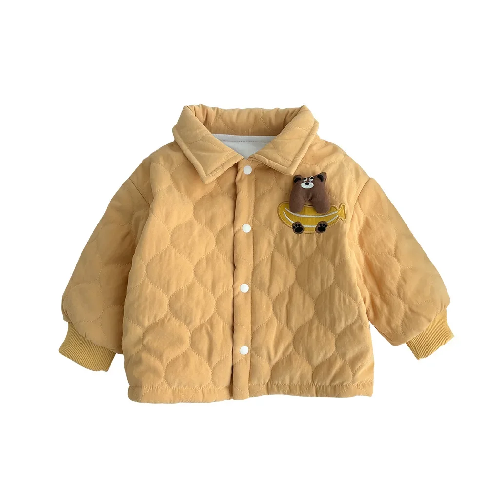 Winter New in Kids Baby Boys Warm 3D Cartoon Bear Top Outwear , Infant Toddler Pure Cotton Lining Jacket Coat 3M-3Y