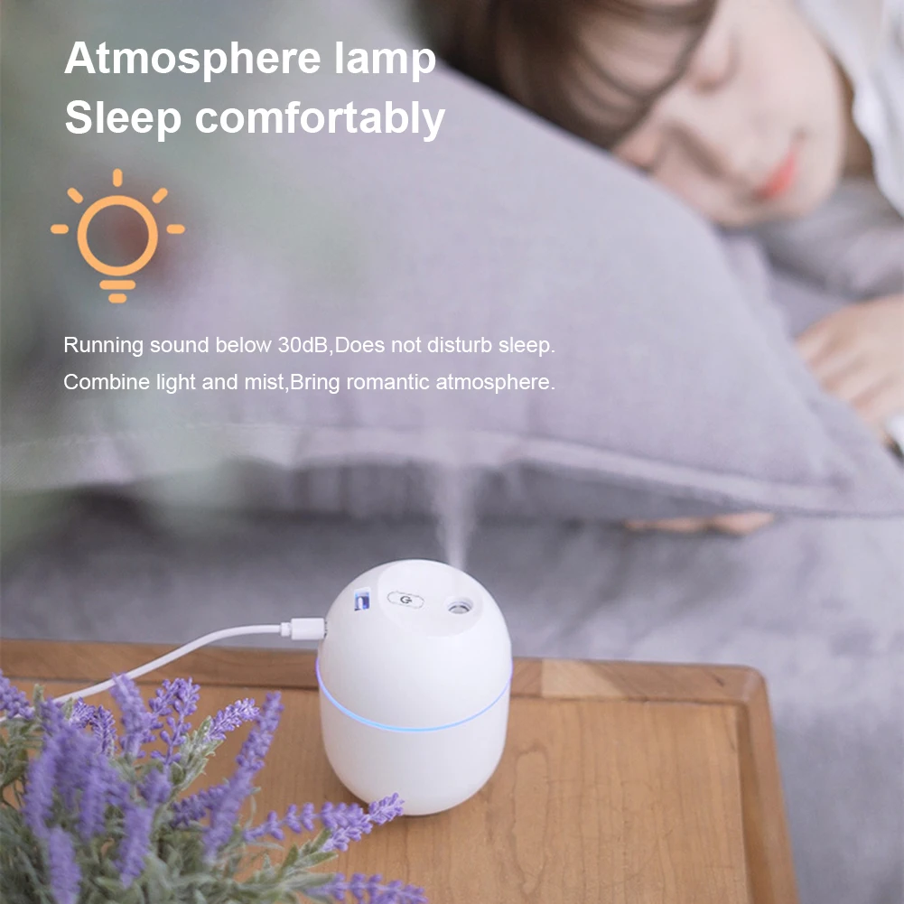 1Pc USB Portable Air Humidifier 220ml Essential Oil Diffuser Auto Shutoff LED Light Home Car Mist Maker Face Steamer