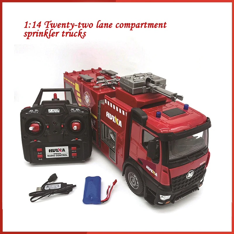 

RC Box Water Sprayable Fire Truck Remote Control Car Model HUINA 1/14 1562 Outdoor Toys For Children Gifts TH18050-SMT6 Engines